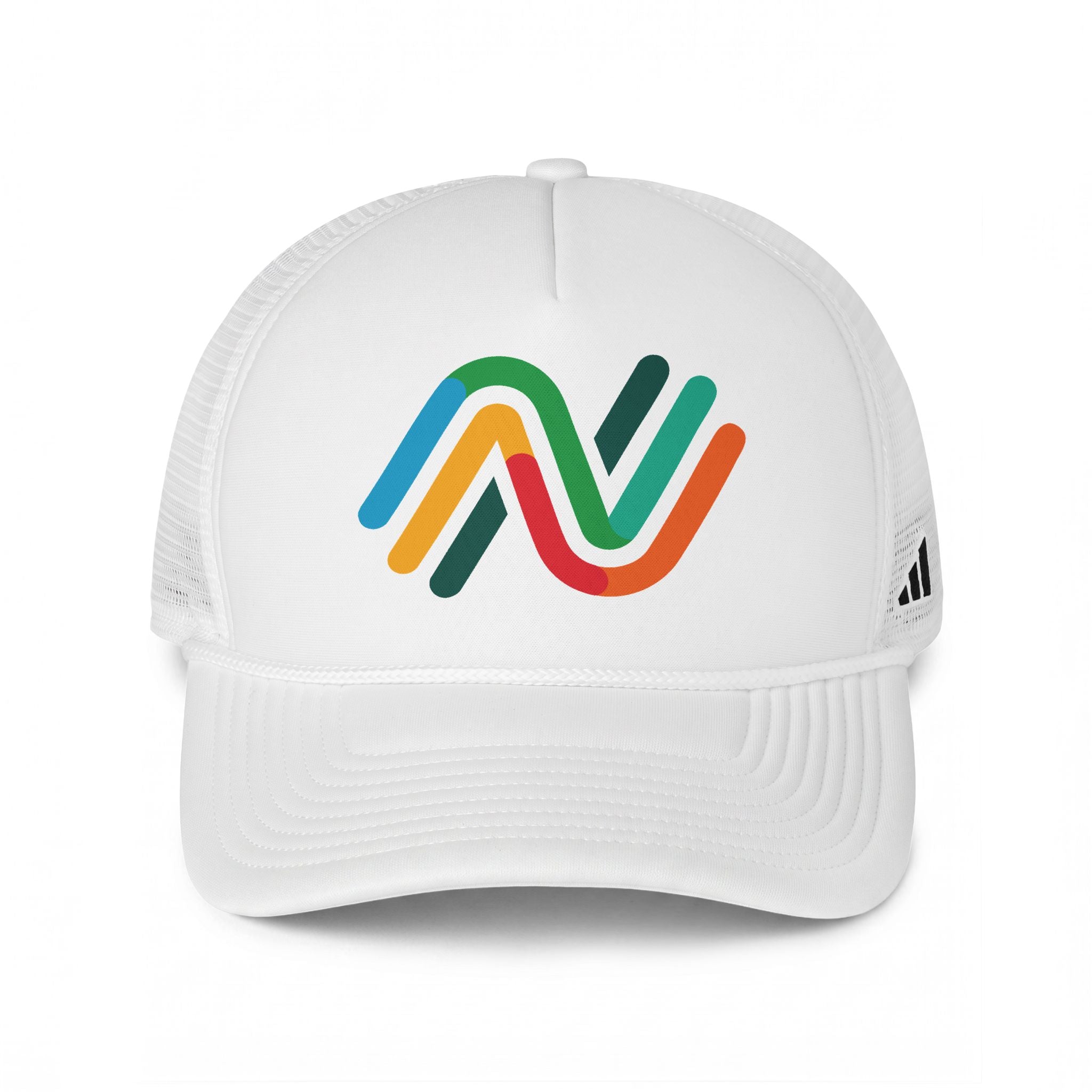 Sculptcoat Retro Wave Cap — Colorful Striped Logo Mesh Hat