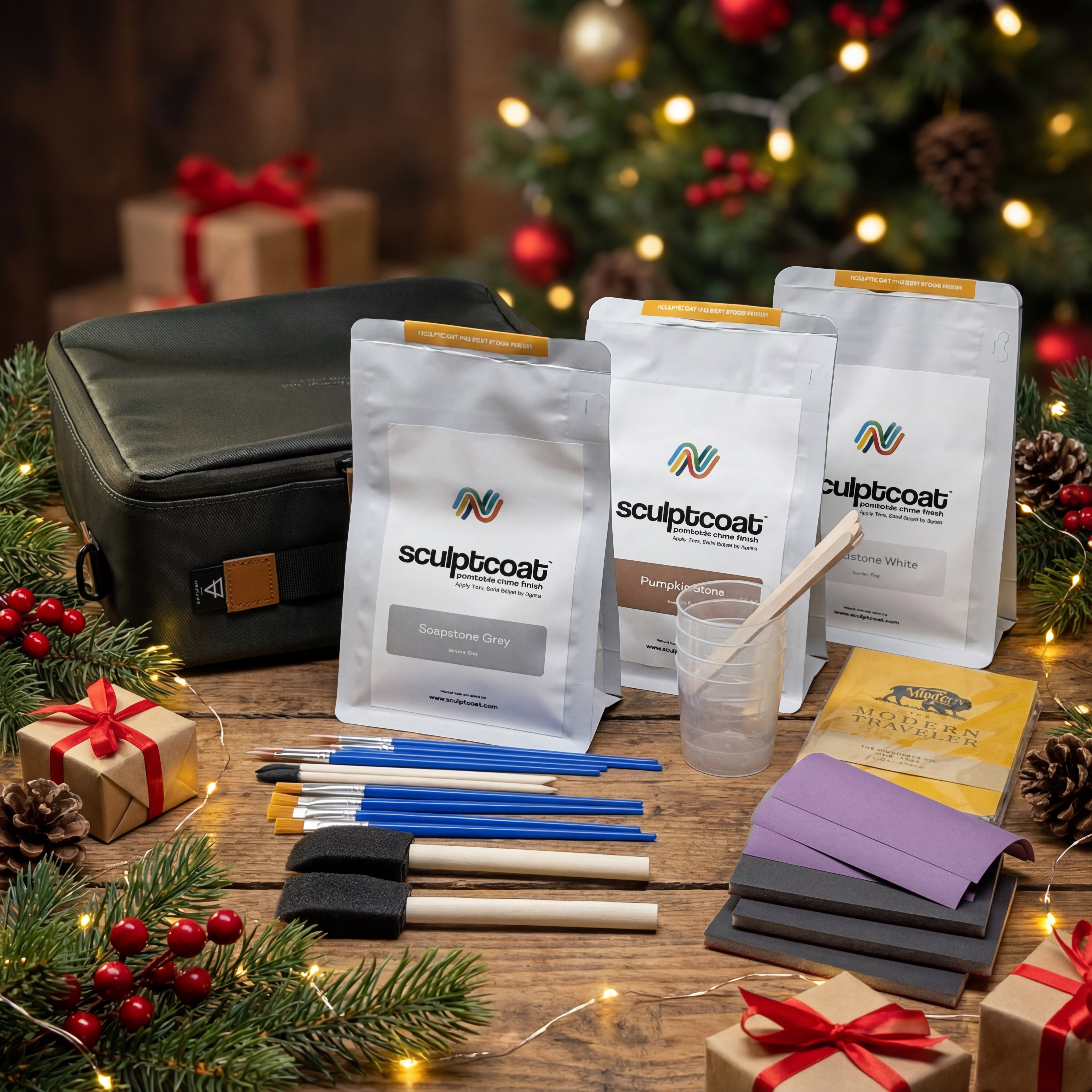 MEGA Art Kit Gift Sampler – 3× 8oz Bags |  Travel case + Mix Sanding Supplies